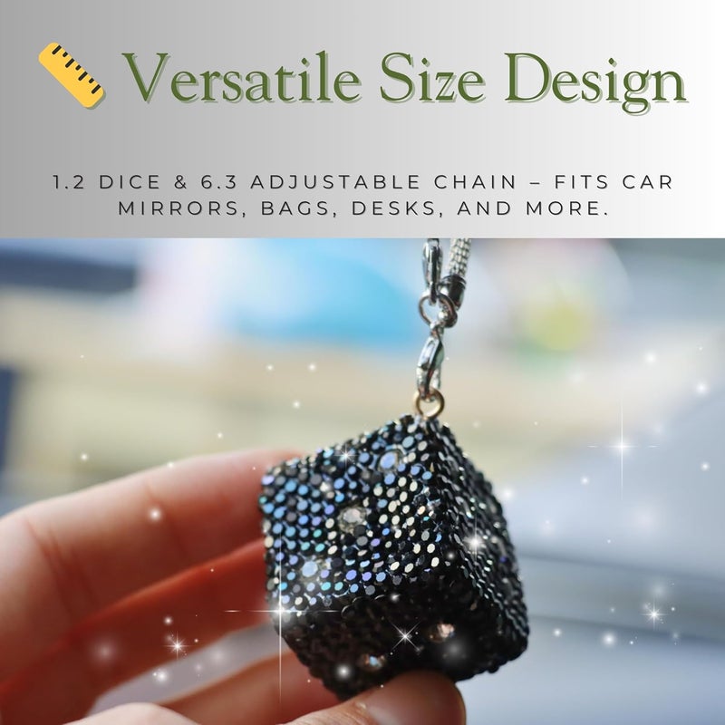 MOTOFITOOL Creative Hanging Dice with Dots Car Rearview Mirror Charm, Bling Car Charm, Rear View Mirror Accessories, Stylish Auto Interior Decor(Black) - Image 4